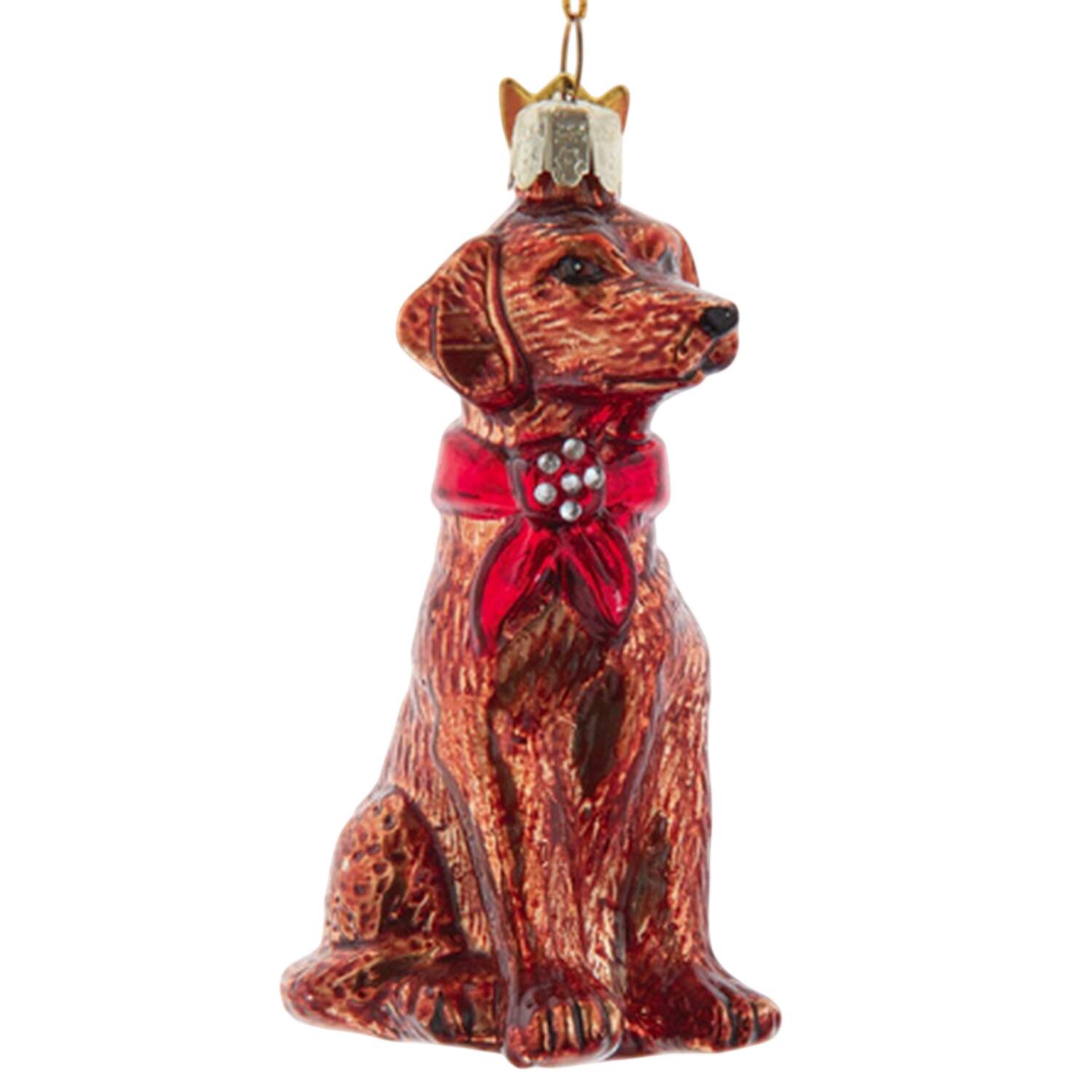 Pet Parade (Bown Glass) Brown Labrador Ret W/ Scarf - No Box by Kurt Adler-1