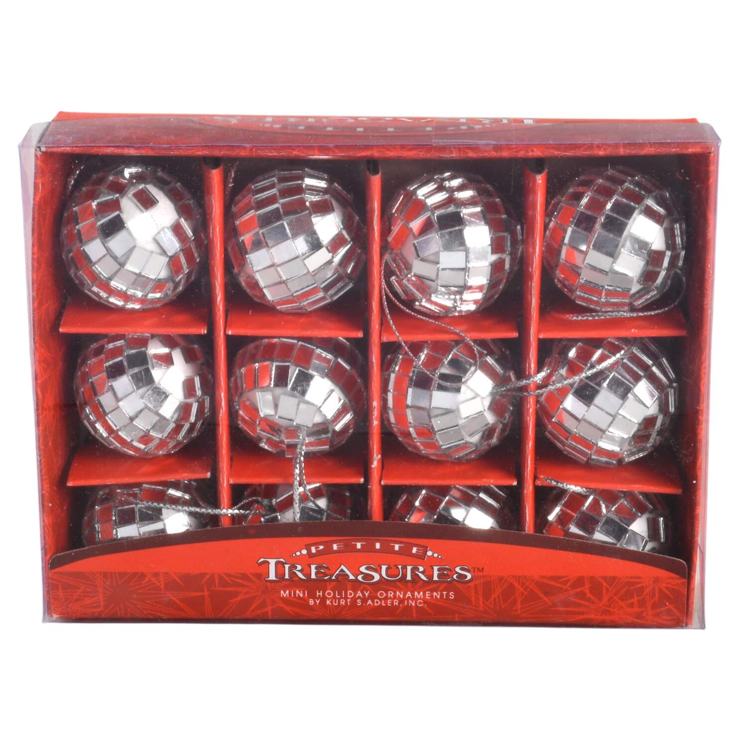 Petite Treasures 12 Pc Mirrored Disco Balls - Boxed by Kurt Adler-1