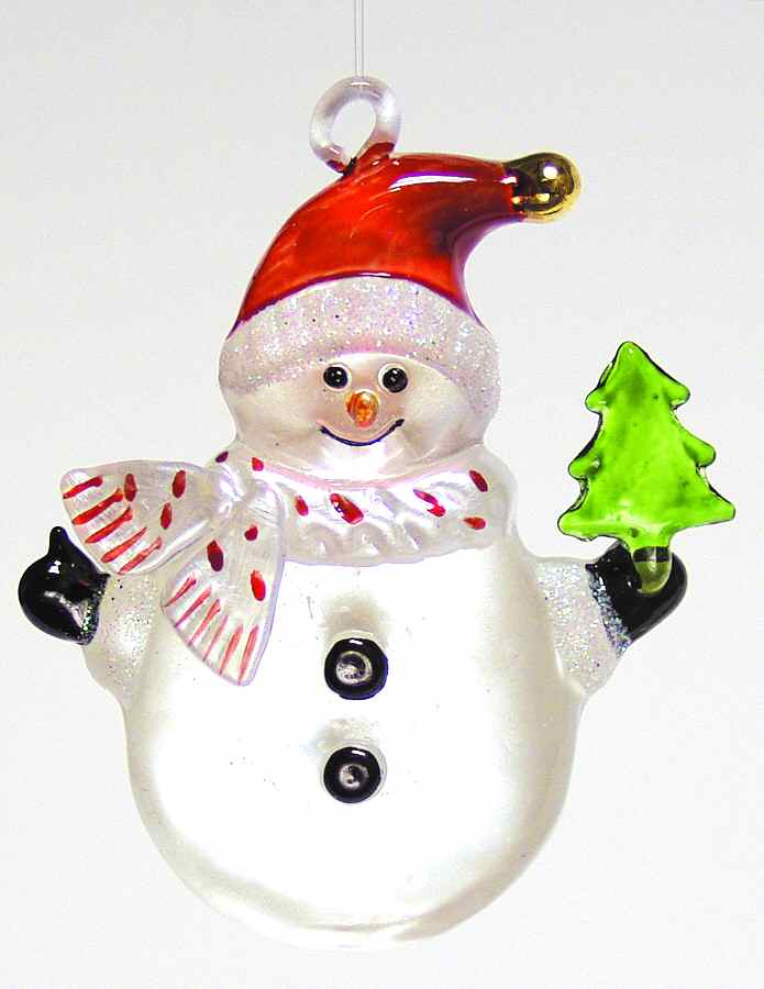 Kurt Adler Crystal Ornaments Snowman With Tree - No Box by Kurt Adler-1