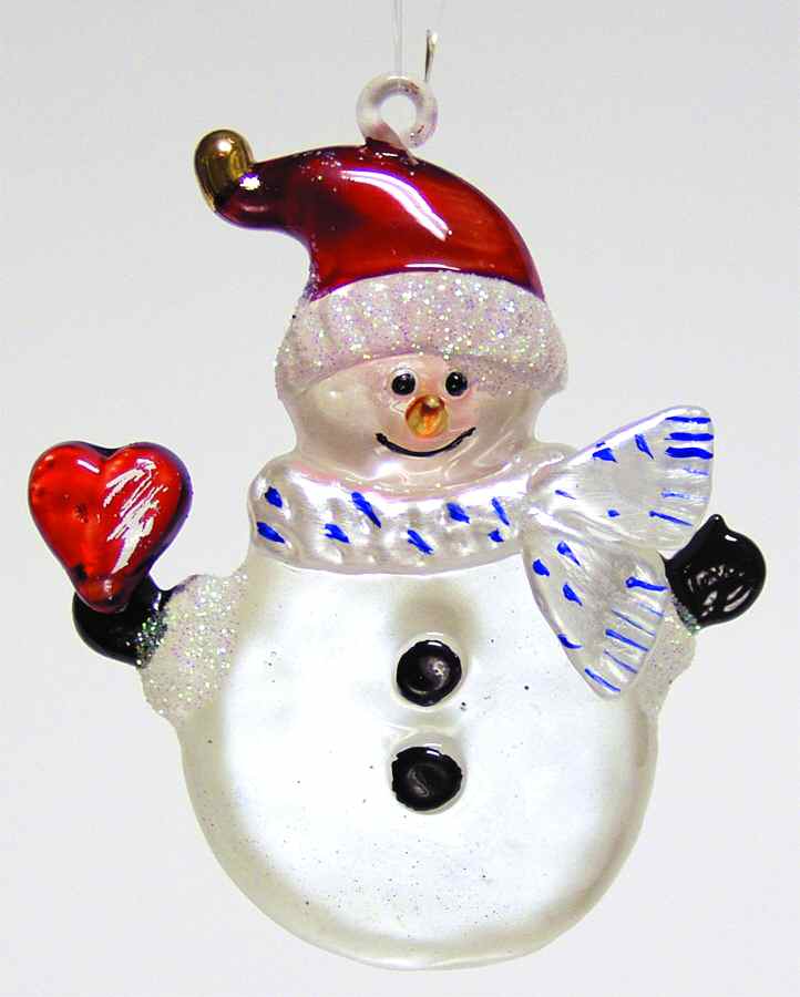 Kurt Adler Crystal Ornaments Snowman With Heart - Boxed by Kurt Adler-1