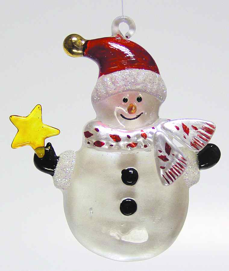 Kurt Adler Crystal Ornaments Snowman With Star - Boxed by Kurt Adler-1