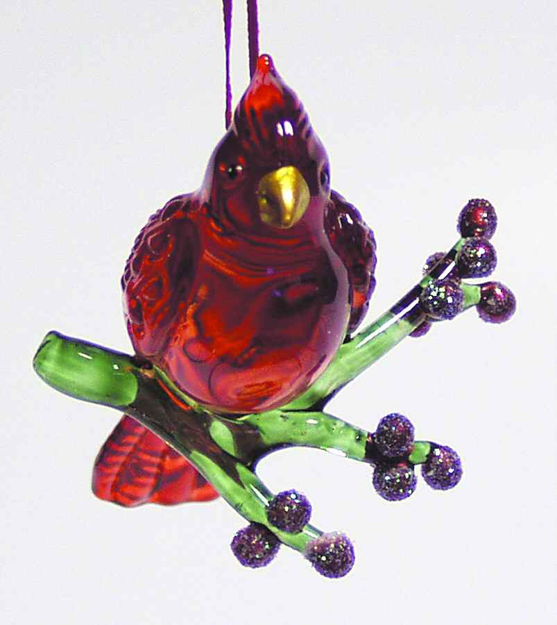 Kurt Adler Crystal Ornaments Red Bird With Berries - Boxed by Kurt Adler-1
