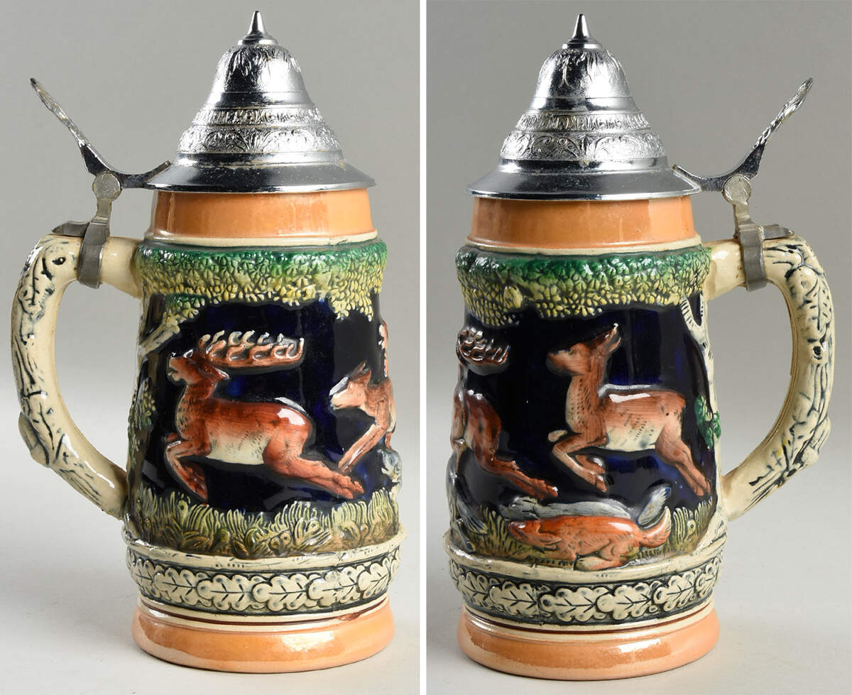 King-Werk Beer Stein Raised Relief Running Deer - No Box by King-Werk-1