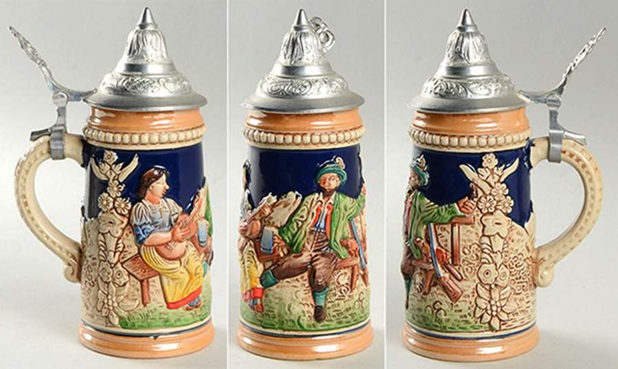 King-Werk Beer Stein Man With Gun-Woman With Guitar - No Box by King-Werk-1