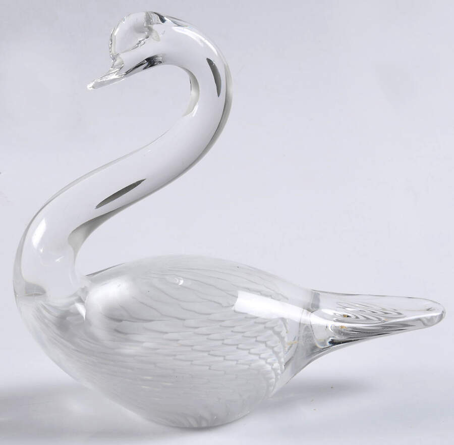 FM Konstglas Art Glass Swan-White - No Box by Konstglas (Ronneby)-1