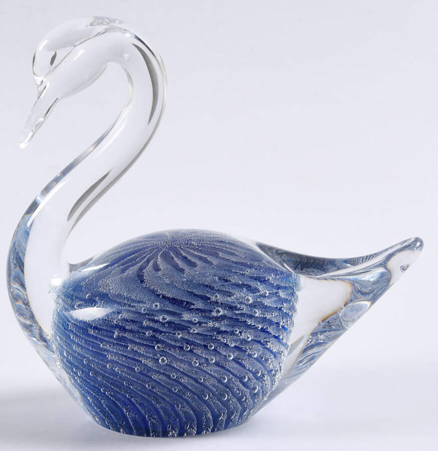FM Konstglas Art Glass Swan-Blue - No Box by Konstglas (Ronneby)-1