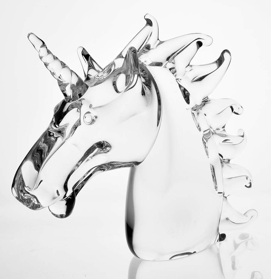 FM Konstglas Art Glass Unicorn Head - No Box by Konstglas (Ronneby)-1