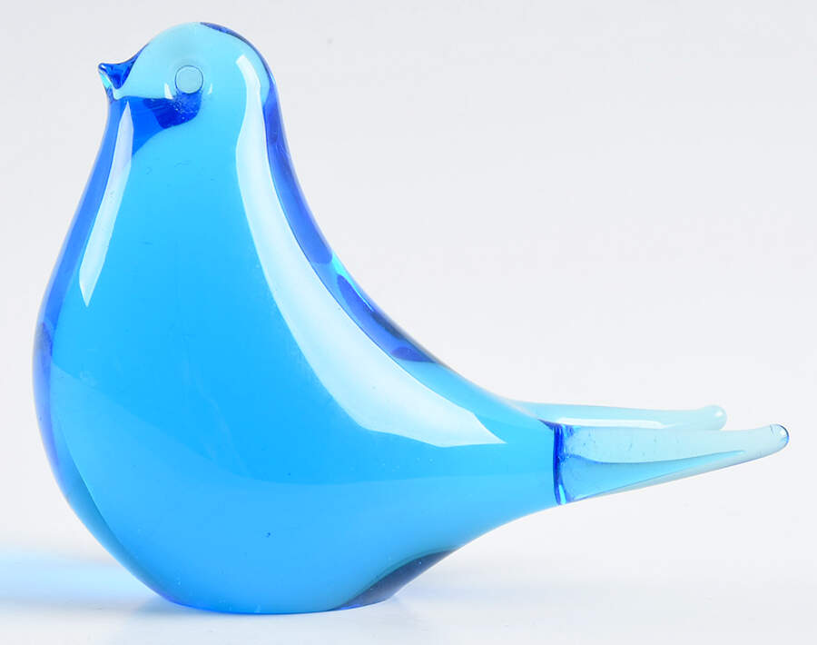 FM Konstglas Art Glass Bird Blue - No Box by Konstglas (Ronneby)-1