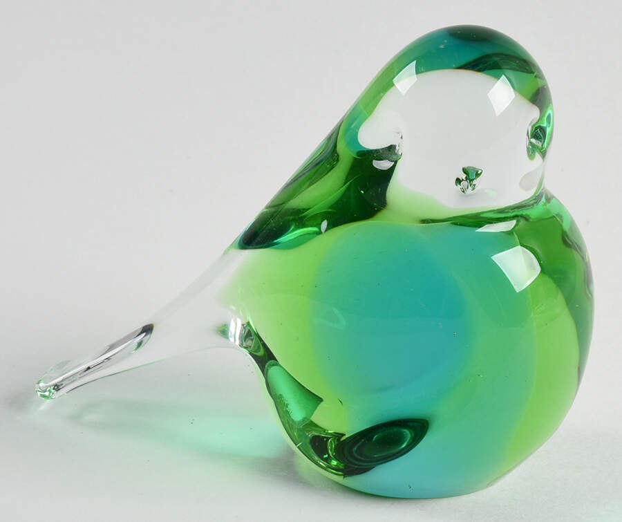 FM Konstglas Art Glass Bird-Green - No Box by Konstglas (Ronneby)-1