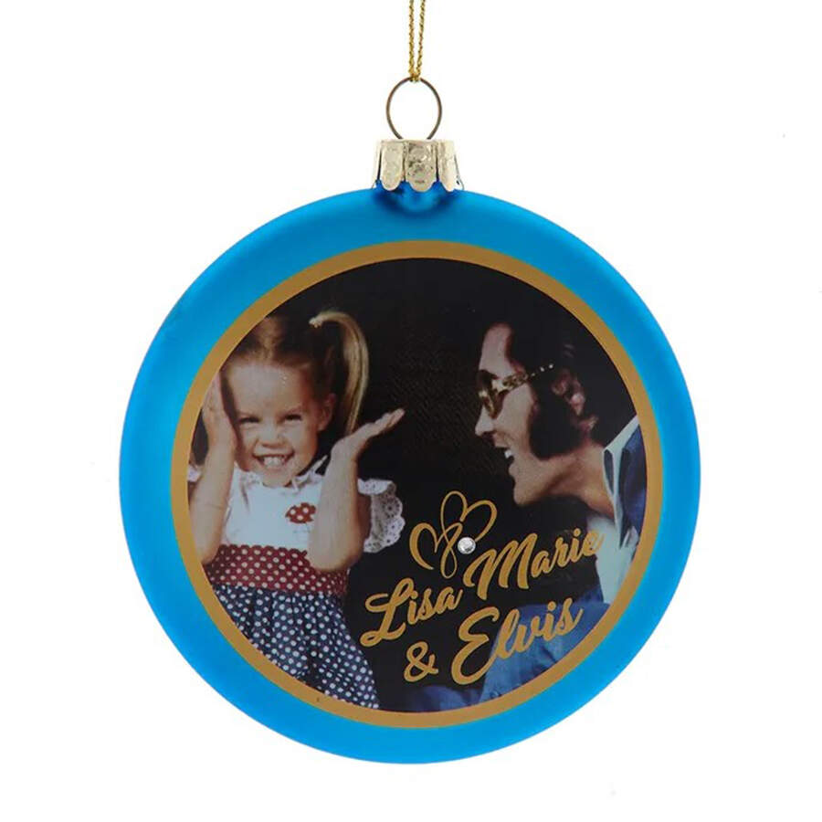 Elvis - Blown Glass Elvis & Lisa Marie Disc - No Box by Kurt Adler-1
