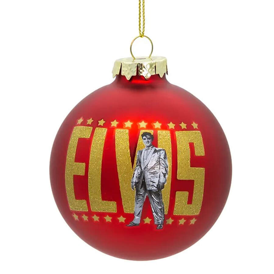 Elvis - Blown Glass Red Ball - No Box by Kurt Adler-1