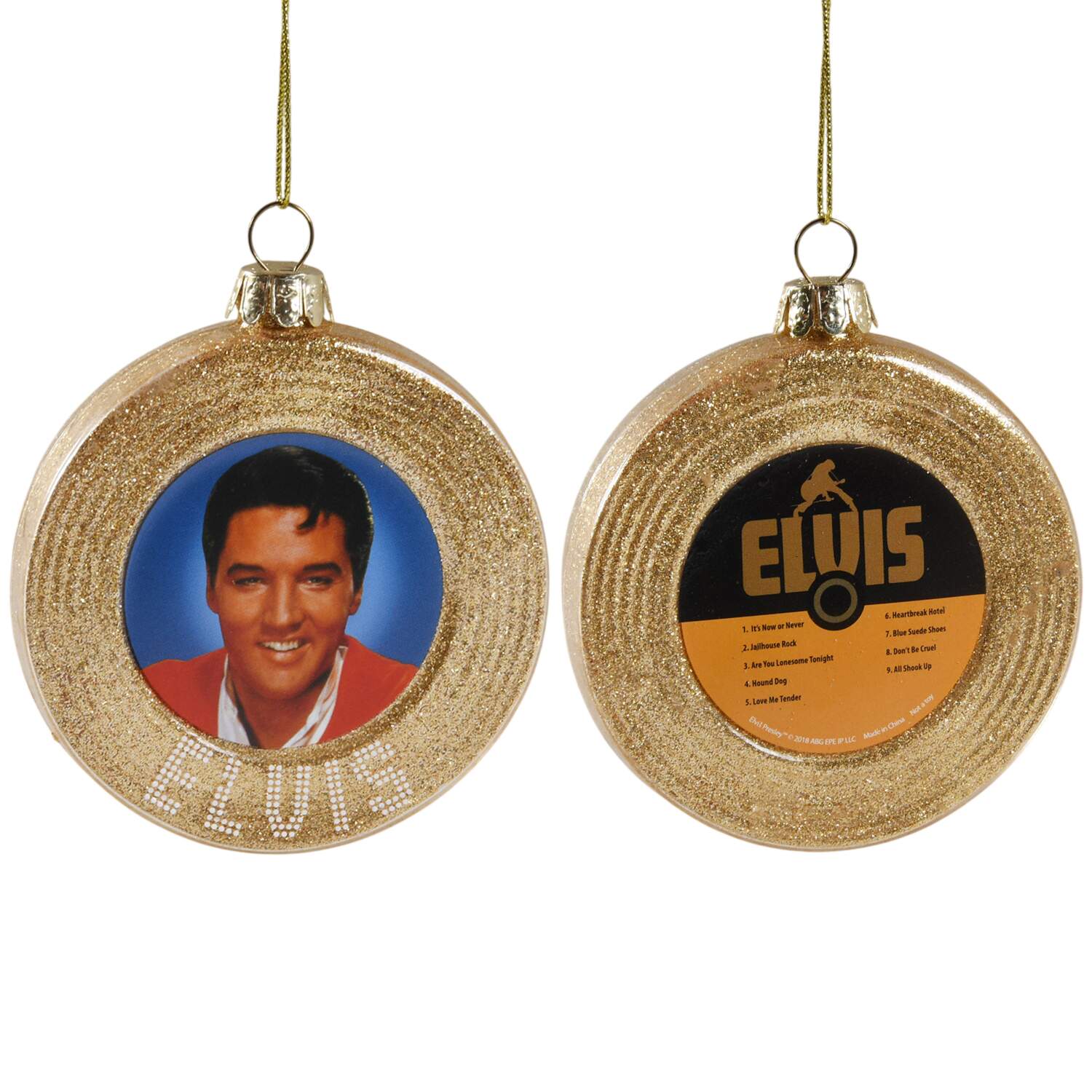 Elvis - Blown Glass Gold Record - No Box by Kurt Adler-1