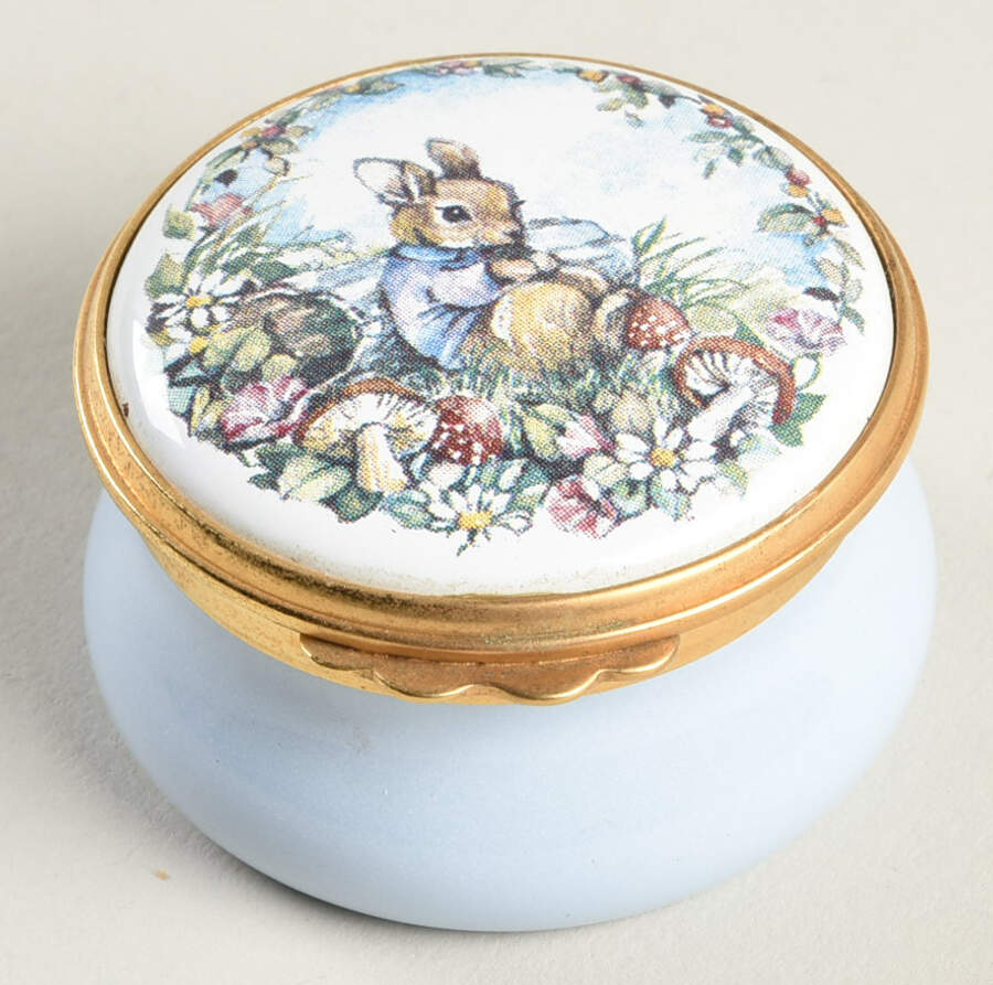 Kingsley Enamels Boxes Rabbit In Mushrooms & Flowers - Boxed by Kingsley Enamels-1
