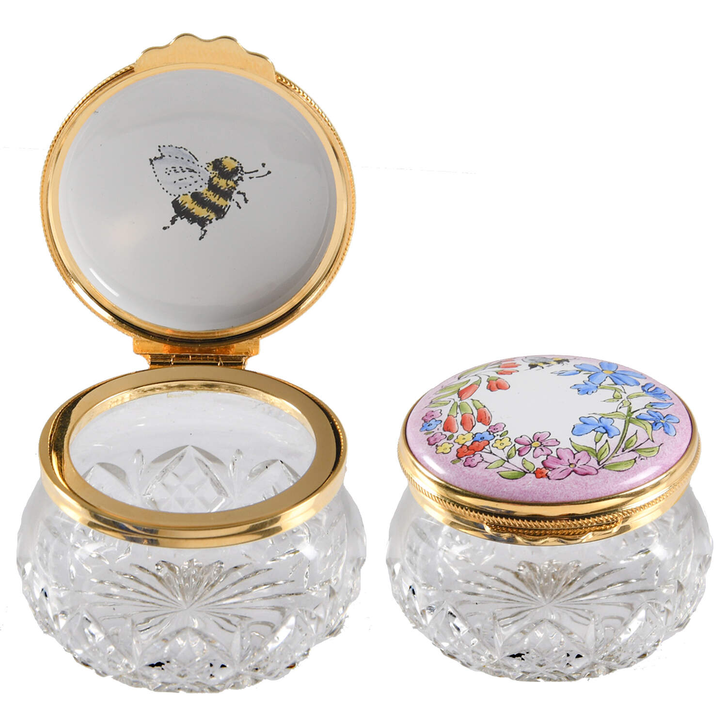Kingsley Enamels Boxes Flowers And Bumble Bee-Enamel & Crystal - Boxed by Kingsley Enamels-1