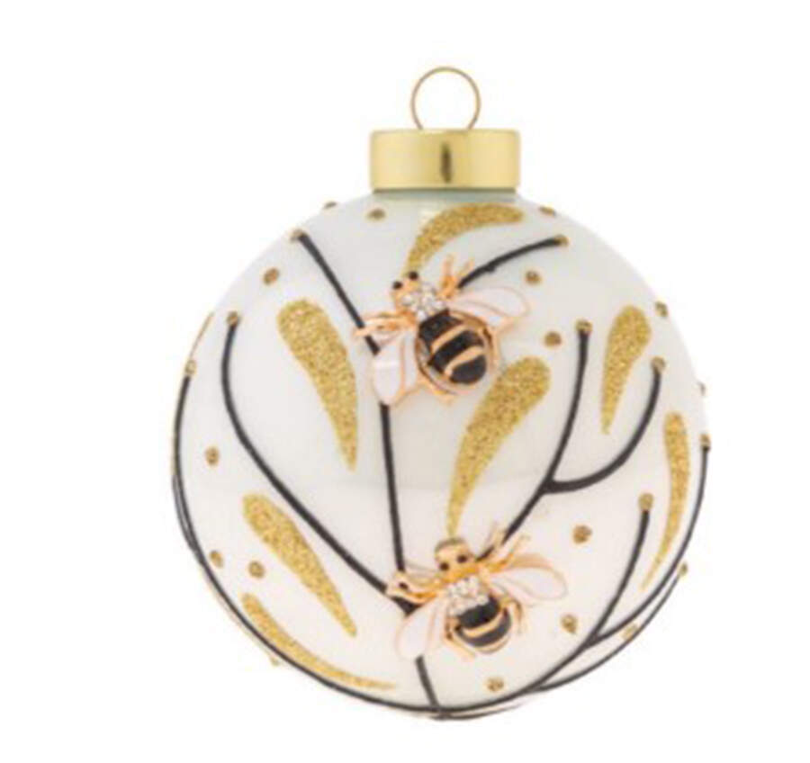 Holiday Cheer Golden Bees & Flowers Round - No Box by Kat & Annie-1