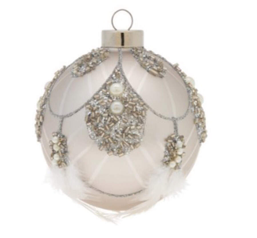 Festive Blues Embellished Feathered Round - No Box by Kat & Annie-1