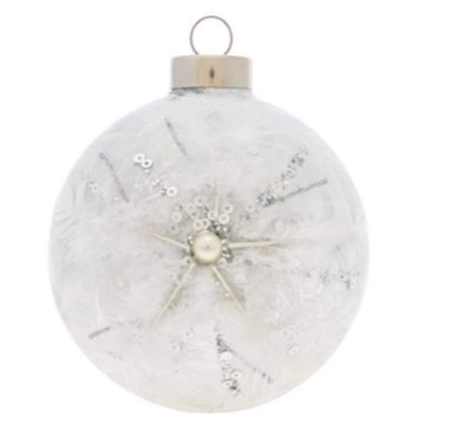 Festive Blues Silver Feather Jewelled Round - No Box by Kat & Annie-1