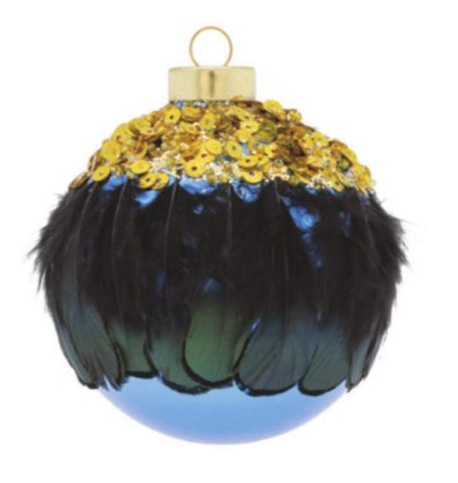 Festive Blues Feather & Sequin Round - No Box by Kat & Annie-1
