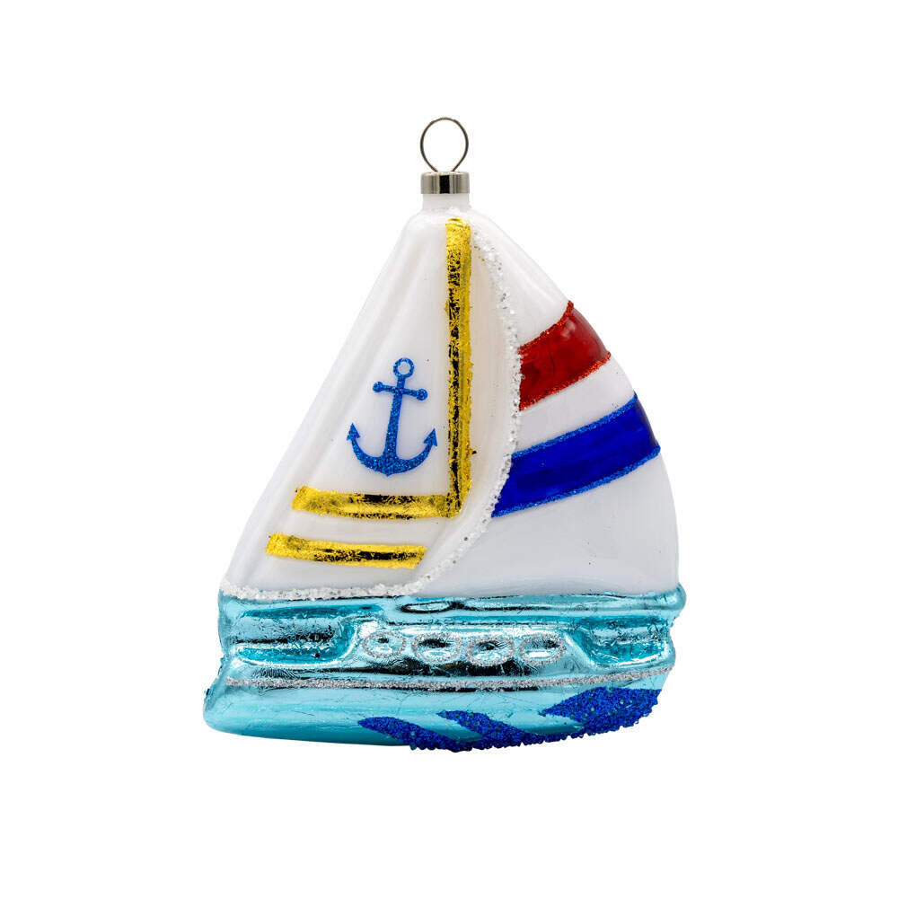 Festive Blues Sail Boat - No Box by Kat & Annie-1