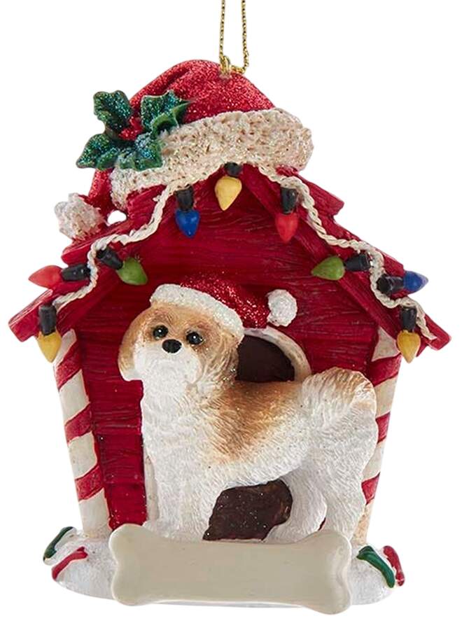 Dog Breeds in Doghouses Tan & White Shih Tzu - No Box 42a by Kurt Adler-1