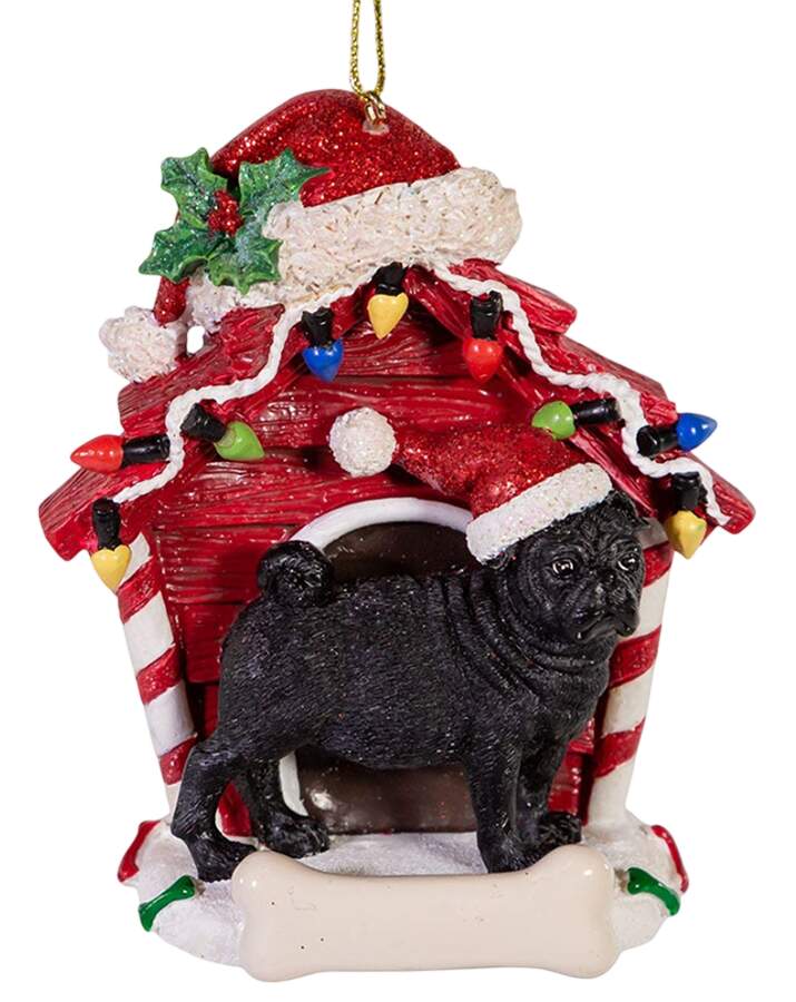 Dog Breeds in Doghouses Black Pug - No Box by Kurt Adler-1