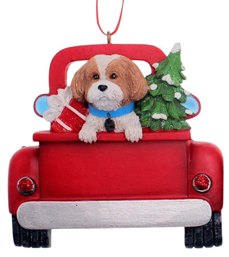 Dog Breeds in Trucks Brown & White Shih Tzu - No Box by Kurt Adler-1