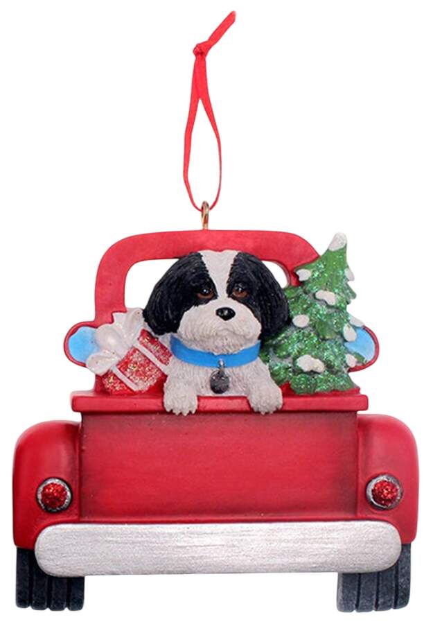 Dog Breeds in Trucks Black & White Shih Tzu - No Box by Kurt Adler-1