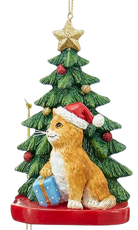 Pet Breeds with Christmas Trees Orange & White Cat - No Box by Kurt Adler-1