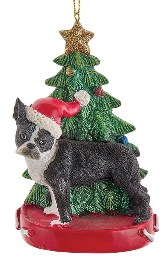 Pet Breeds with Christmas Trees Boston Terrier - No Box by Kurt Adler-1