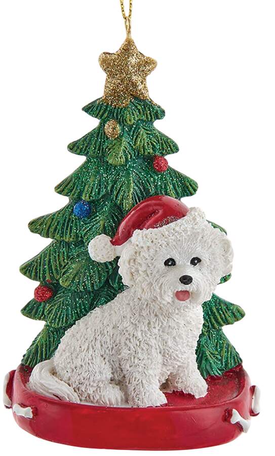 Pet Breeds with Christmas Trees Bichon Frise - No Box by Kurt Adler-1