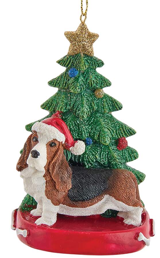 Pet Breeds with Christmas Trees Basset Hound - No Box by Kurt Adler-1