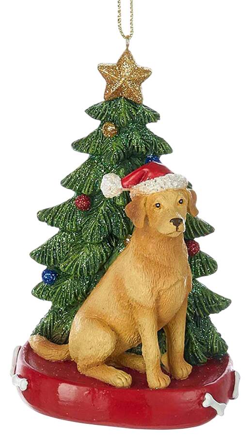 Pet Breeds with Christmas Trees Yellow Labrador Retriever - No Box by Kurt Adler-1