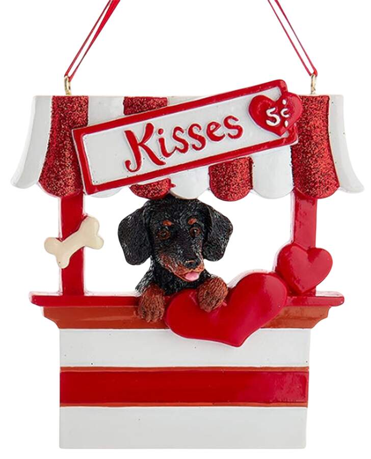 Dog Breeds in Kissing Booths Black & Tan Dachshund - No Box by Kurt Adler-1