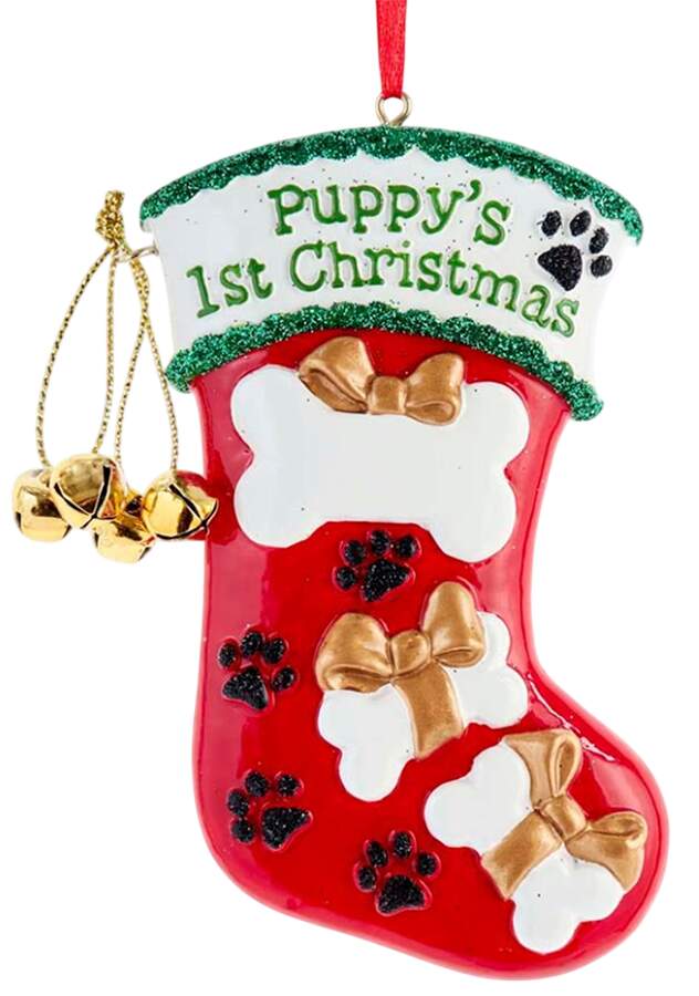 Pet Parade (Resin) Puppy's 1st Christmas Stocking - No Box by Kurt Adler-1