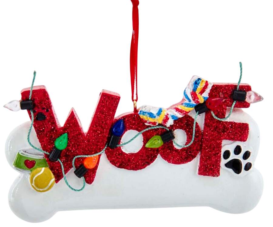 Pet Parade (Resin) "Woof" Bone W/ Christmas Lights - No Box by Kurt Adler-1