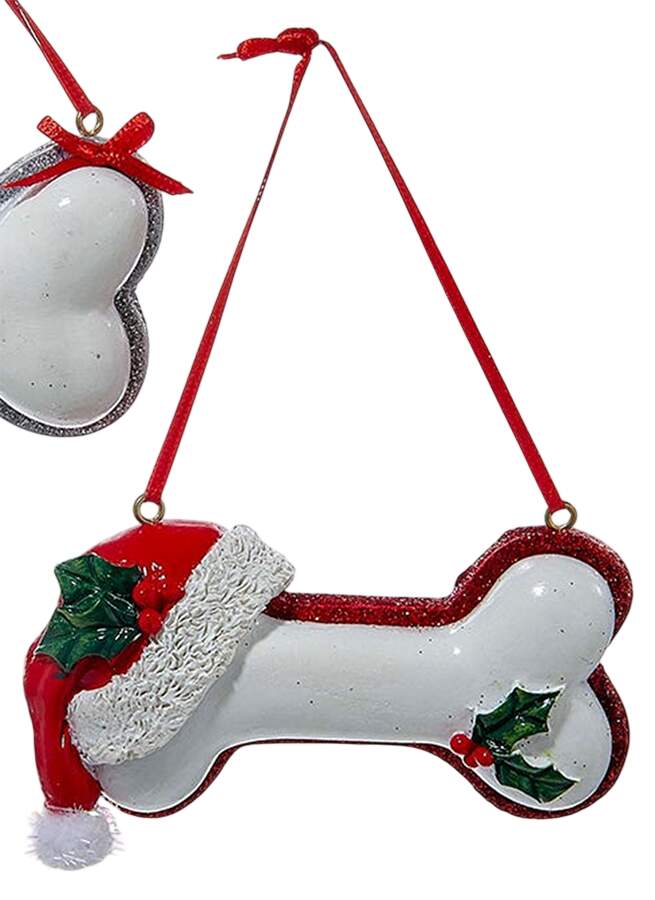 Pet Parade (Resin) Bone W/ Santa Hat & Holly - No Box 76a by Kurt Adler-1