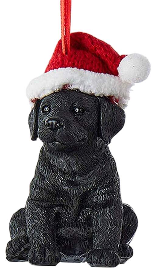 Pet Parade (Resin) Black Lab Puppy With Santa Hat - No Box 121b by Kurt Adler-1