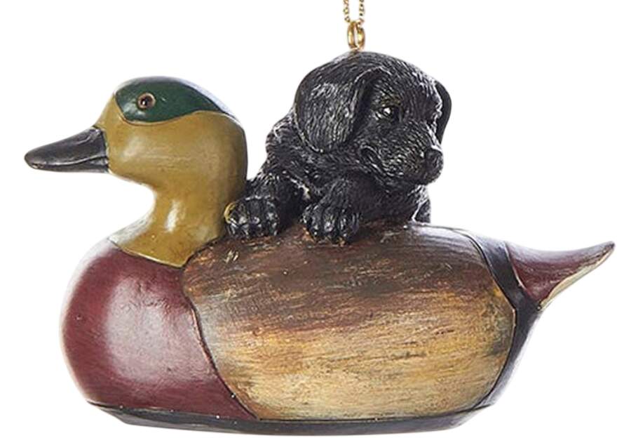 Pet Parade (Resin) Black Puppy With Duck Decoy - No Box by Kurt Adler-1