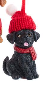 Pet Parade (Resin) Black Lab In Red Knit Hat - No Box by Kurt Adler-1