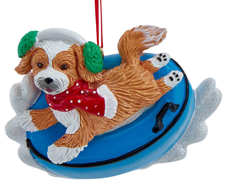 Dog Breeds on Snow Tubes Brown & White Shih Tzu - No Box by Kurt Adler-1