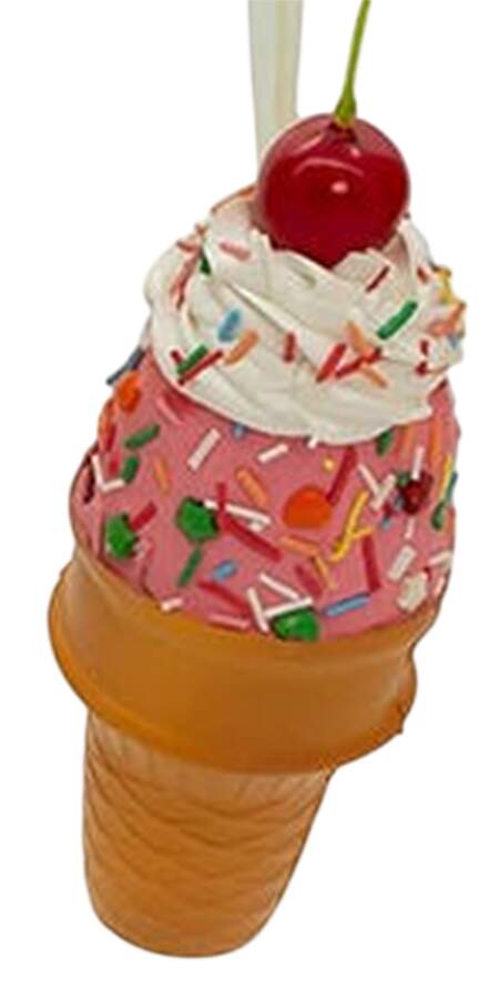 Santa's Cookie Bakery Ice Cream Cone W/ Cherry- D - No Box by Kurt Adler-1