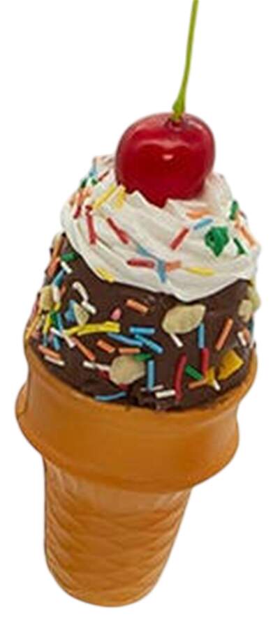 Santa's Cookie Bakery Ice Cream Cone W/ Cherry- C - No Box by Kurt Adler-1