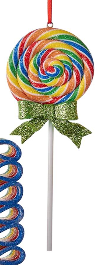 Santa's Cookie Bakery Rainbow Lollipop-Green Bow - No Box by Kurt Adler-1