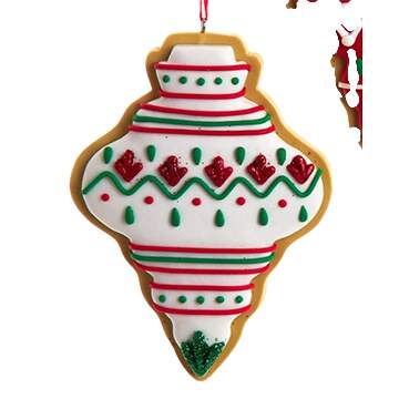 Santa's Cookie Bakery Red & Green Ornament Cookie- C - No Box by Kurt Adler-1