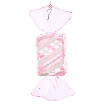 Santa's Cookie Bakery Light Pink Glitter Stripe Candy - No Box by Kurt Adler-1
