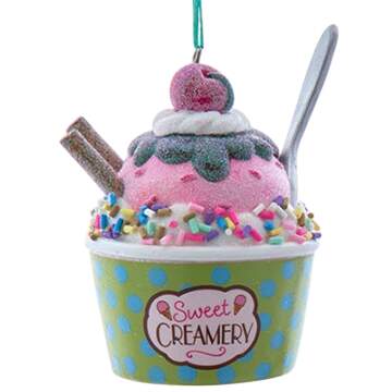 Santa's Cookie Bakery Pastel Ice Cream In Green Cup - No Box by Kurt Adler-1