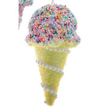 Santa's Cookie Bakery Pastel Ice Cream W/Yellow Cone - No Box 121a by Kurt Adler-1