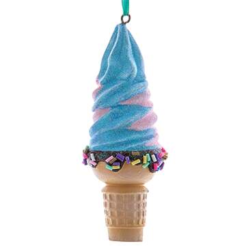 Santa's Cookie Bakery Pastel Ice Cream Cone- Pink/Blue - No Box by Kurt Adler-1