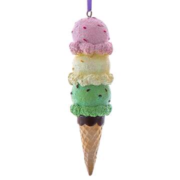 Santa's Cookie Bakery Pastel Ice Cream Cone-3 Scoops - No Box by Kurt Adler-1