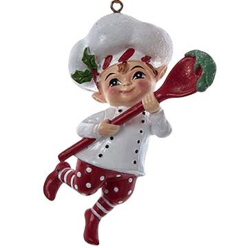 Santa's Cookie Bakery Elf Chef With Red Spoon - No Box by Kurt Adler-1